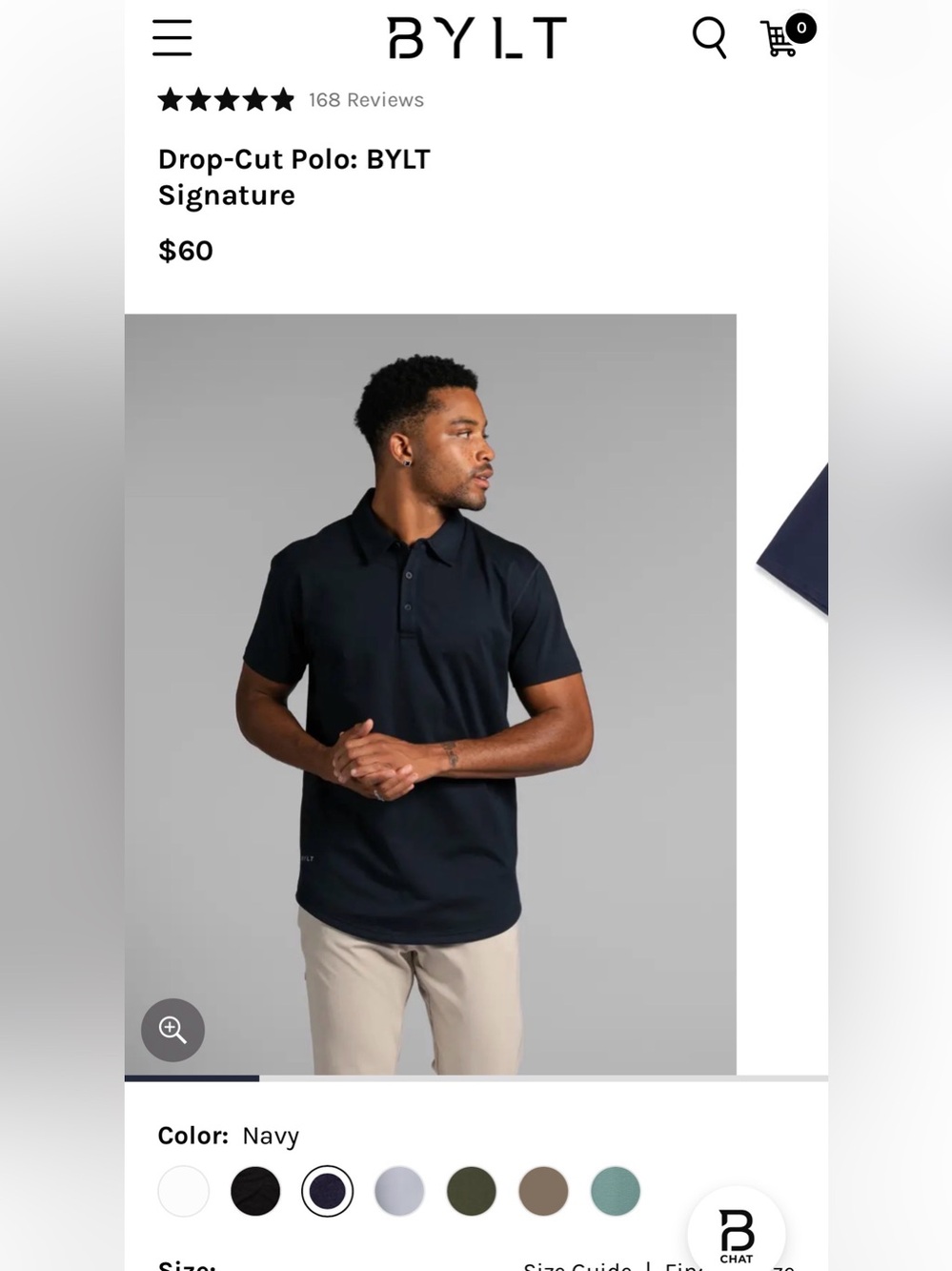 New with tags! Drop-Cut Polo: BYLT Signature Navy Large